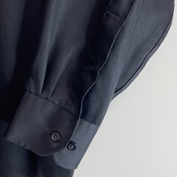 Bellissimo Mens Regular Fit Non-Iron Sateen Dress Shirt Black Long Sleeves 16.5R - Picture 6 of 12